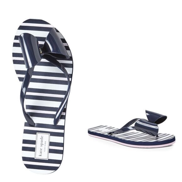 kate spade Shoes - New! KATE SPADE Women's Norma Bow Flip-Flop Sandals Shoes Blue White Size 6